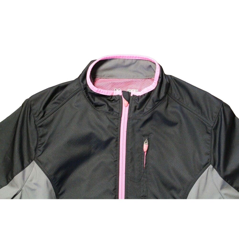 Under Armour Women's Med Jacket Cold Gear Zip up Pullover Semi-Fitted Black Pink